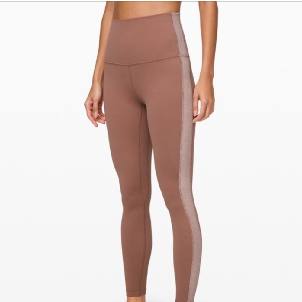Lululemon Athletica Brown Leggings with Side Stripe